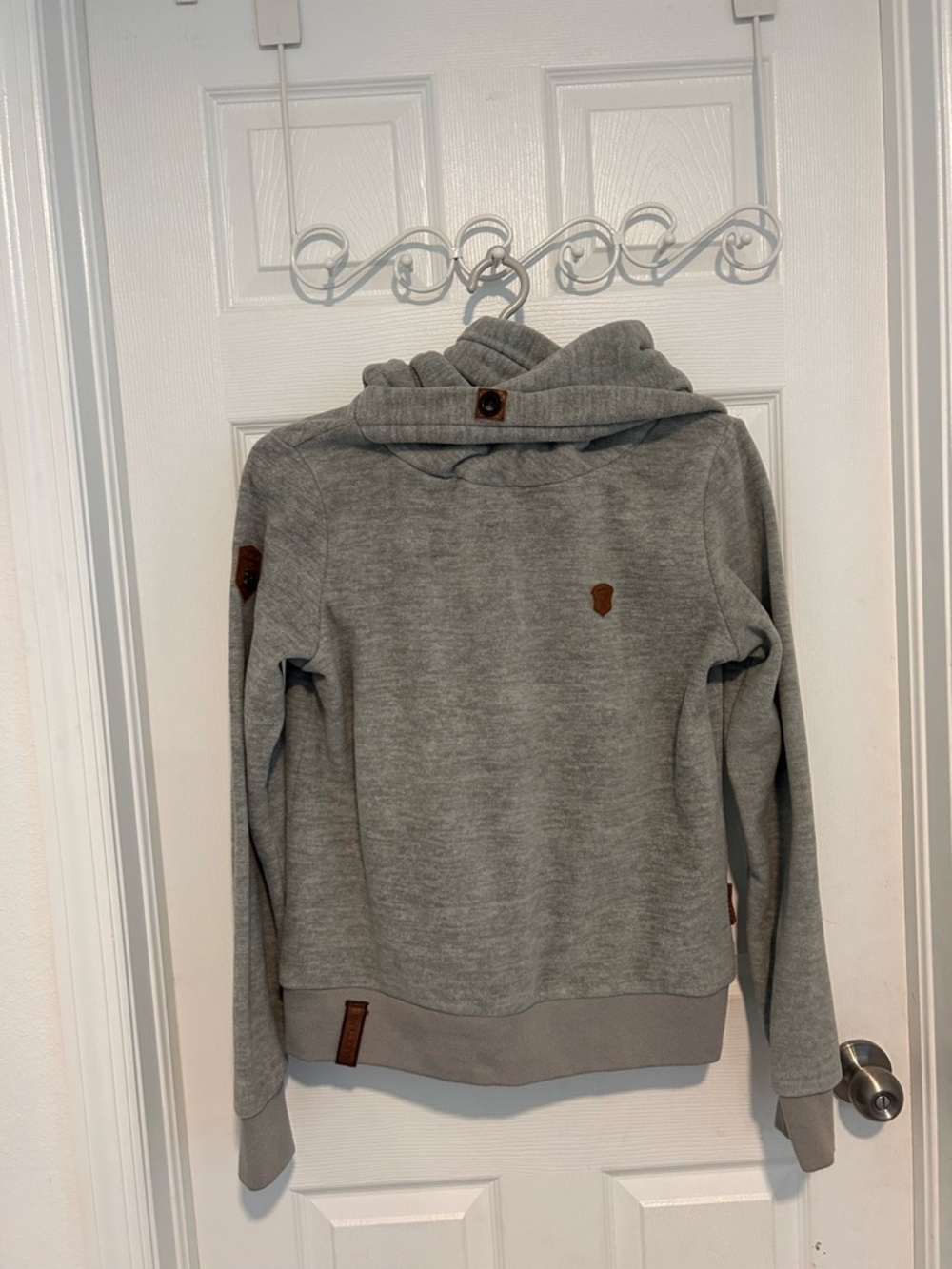 Naketano Brave New World Chunky Cowl Neck Pullover Hoodie Light Gray   Size L
